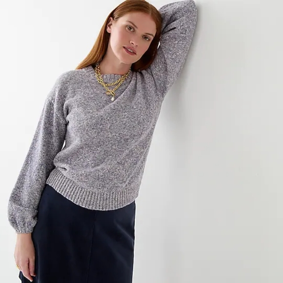 J. Crew - Puff-sleeve crewneck sweater - Apricot Ivory - Picture 4 of 4